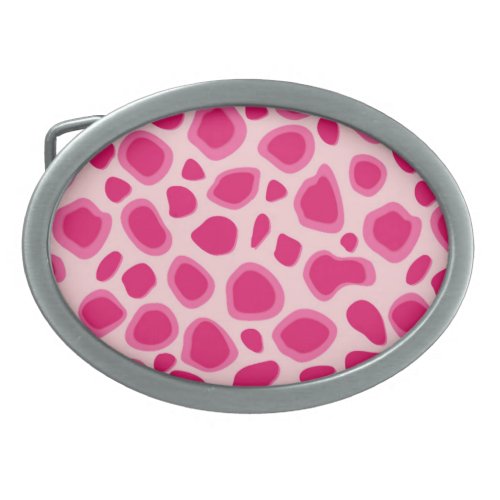 Leopard Print _ Fuchsia and light pink Oval Belt Buckle