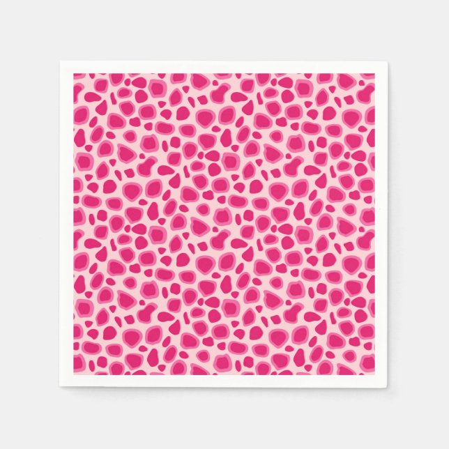 Leopard Print - Fuchsia and light pink Paper Napkins (Front)