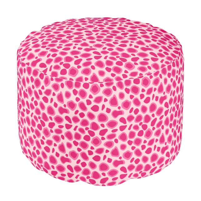 Leopard Print - Fuchsia and light pink Pouf (Angled Front)