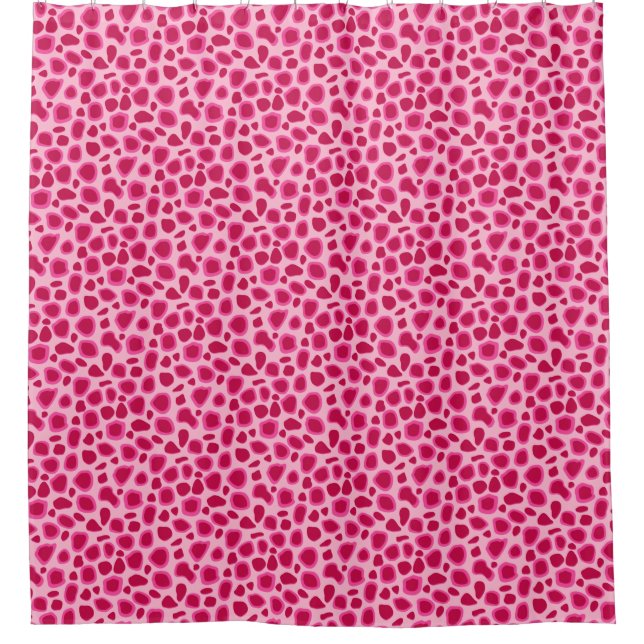 Leopard Print, Fuchsia and Light Pink Shower Curtain (Front)