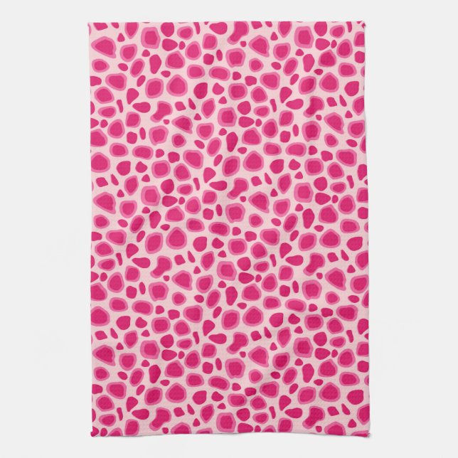 Leopard Print - Fuchsia and light pink Towel (Vertical)