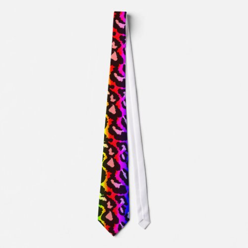 Leopard Print Funky Colorful Rainbow Tie