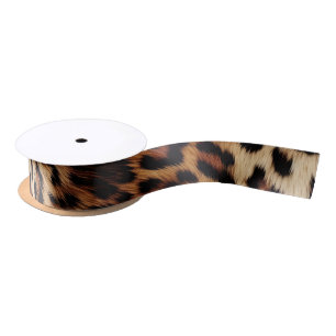 Leopard Print Fur Satin Ribbon