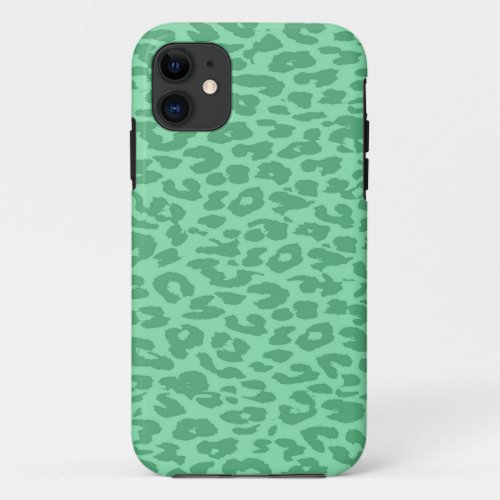 Leopard Print Fur Vintage Medium Turquoise Color iPhone 11 Case