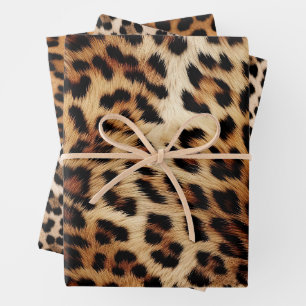 Leopard Print Fur Wrapping Paper Sheets