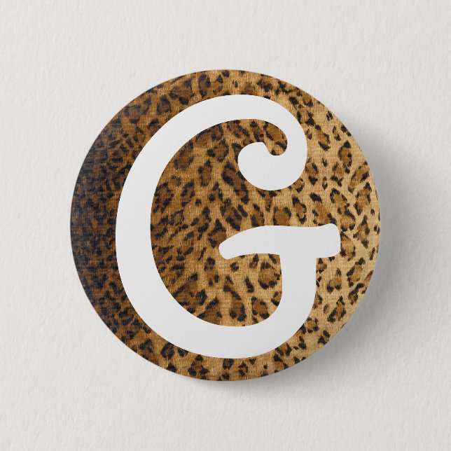 Leopard Print G monogram initials Button (Front)