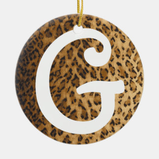 Leopard Print G monogram initials Ceramic Ornament