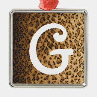 Leopard Print G monogram initials Metal Ornament