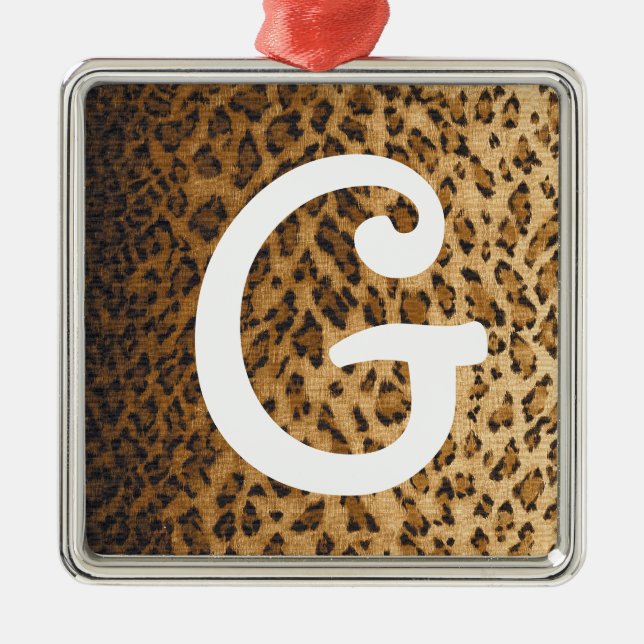Leopard Print G monogram initials Metal Ornament (Front)