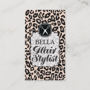 Leopard Print Glam Hair Stylist Appointment Cards