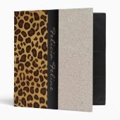 Leopard Print Glitter Personalized Glam Girly Binder (Front/Inside)