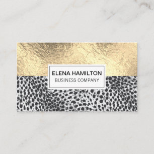 Leopard Print Gold Foil Color Block Business Card