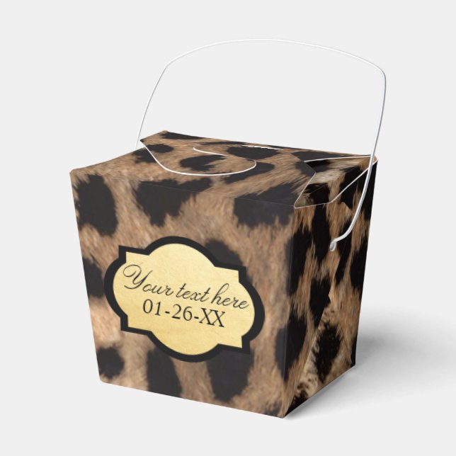 Leopard Print Gold Foil Take out Party Favor Boxes (Front Side)
