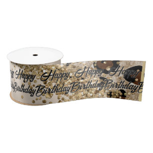 Leopard Print Gold Glitter Satin Ribbon