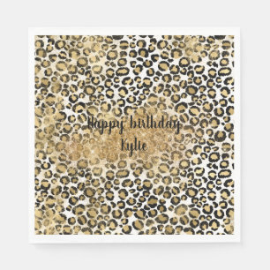 Leopard Print Gold Glitter Sparkle Napkins