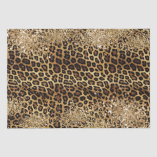 Leopard Print Gold Glitzy Sparkle Glitter Tissue Paper