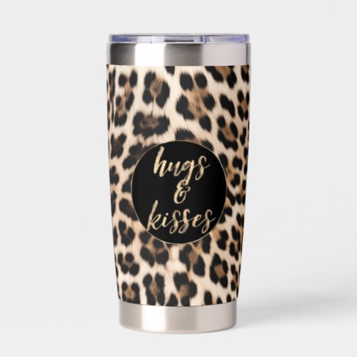 Leopard Print Gold Kisses Insulated Tumbler