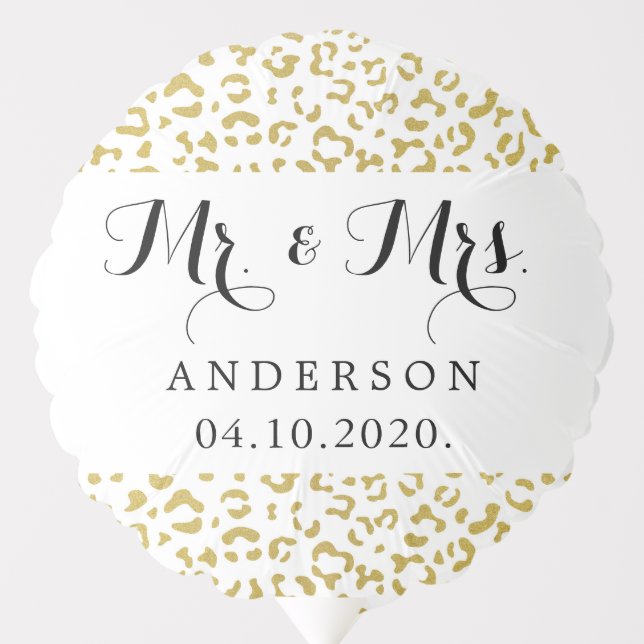 Leopard Print, Gold Leopard, Animal Print, Wedding Balloon (Front)