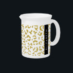 Leopard Print, Gold Leopard, Glitter, Your Name Beverage Pitcher<br><div class="desc">Elegant,  stylish and sophisticated leopard pattern in gold color. Modern and trendy gift,  perfect for the animal print lover in your life. Personalize by adding your name,  nickname,  monogram or initials.</div>