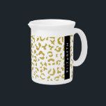Leopard Print, Gold Leopard, Glitter, Your Name Beverage Pitcher<br><div class="desc">Elegant, stylish and sophisticated leopard pattern in gold color. Modern and trendy gift, perfect for the animal print lover in your life. Personalize by adding your name, nickname, monogram or initials.</div>