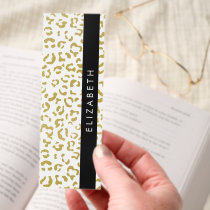 Leopard Print, Gold Leopard, Glitter, Your Name Bookmarks