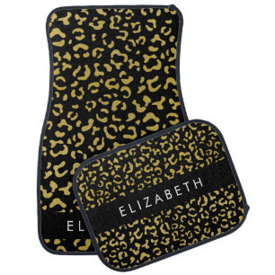Leopard Print, Gold Leopard, Glitter, Your Name Car Floor Mat