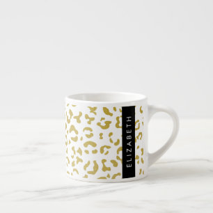 Leopard Print, Gold Leopard, Glitter, Your Name Espresso Cup