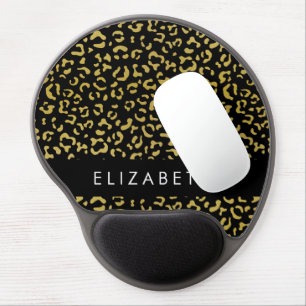 Leopard Print, Gold Leopard, Glitter, Your Name Gel Mouse Pad