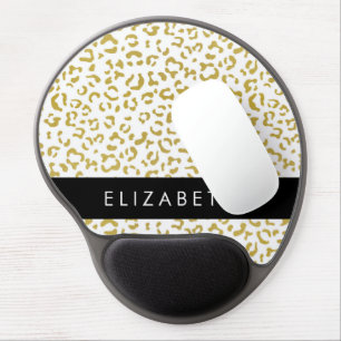 Leopard Print, Gold Leopard, Glitter, Your Name Gel Mouse Pad