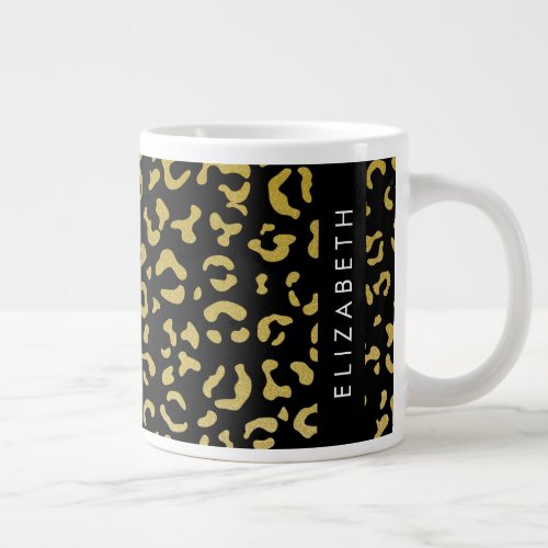 Leopard Print Gold Leopard Glitter Your Name Giant Coffee Mug