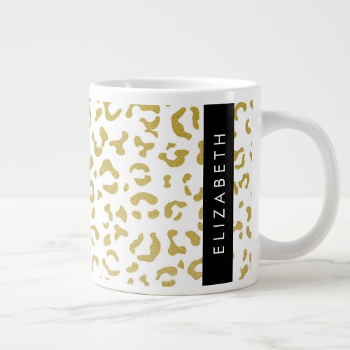 Leopard Print Gold Leopard Glitter Your Name Giant Coffee Mug