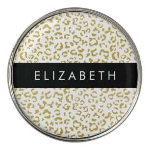Leopard Print, Gold Leopard, Glitter, Your Name Golf Ball Marker