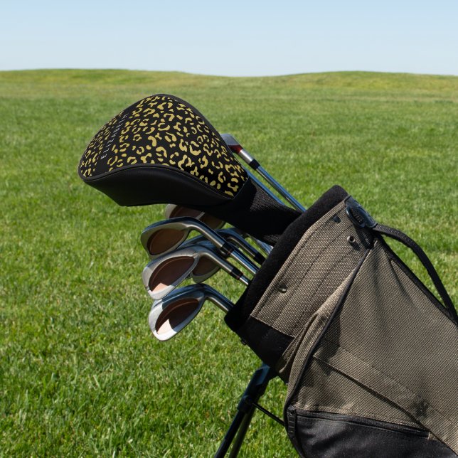 Leopard Print, Gold Leopard, Glitter, Your Name Golf Head Cover (In Situ)