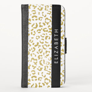 Leopard Print, Gold Leopard, Glitter, Your Name iPhone X Wallet Case
