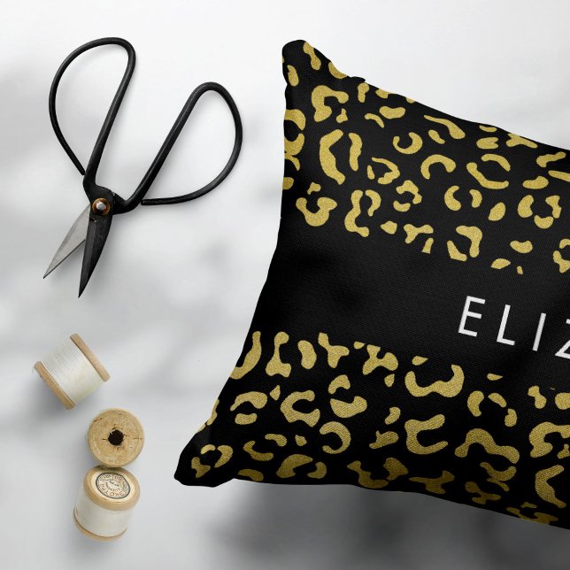 Leopard Print, Gold Leopard, Glitter, Your Name Pet Bed (Creator Uploaded)