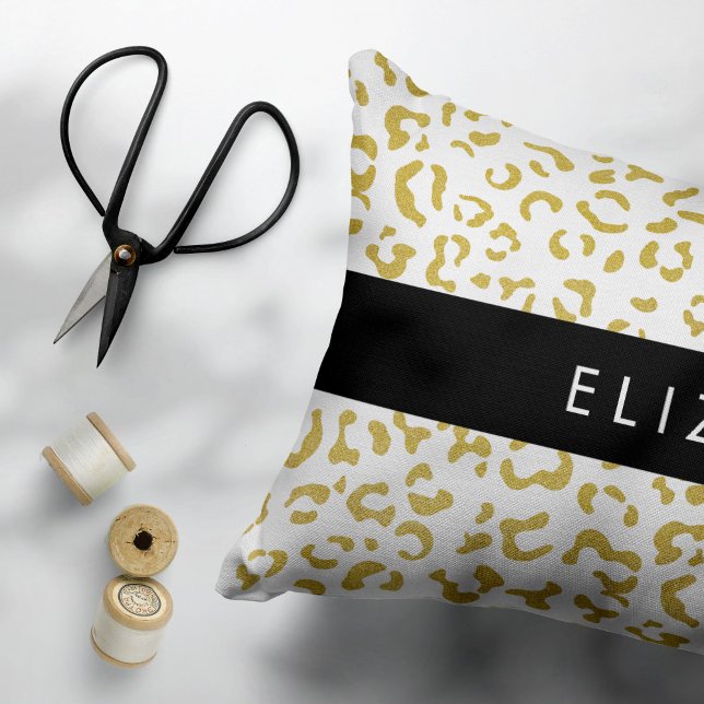 Leopard Print, Gold Leopard, Glitter, Your Name Pillow Case (Creator Uploaded)