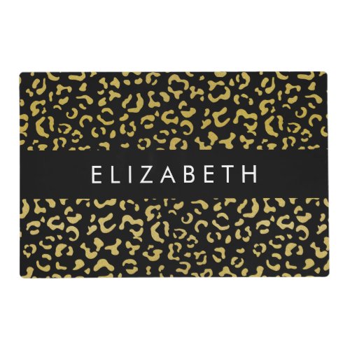 Leopard Print Gold Leopard Glitter Your Name Placemat