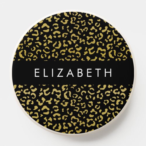 Leopard Print Gold Leopard Glitter Your Name PopSocket