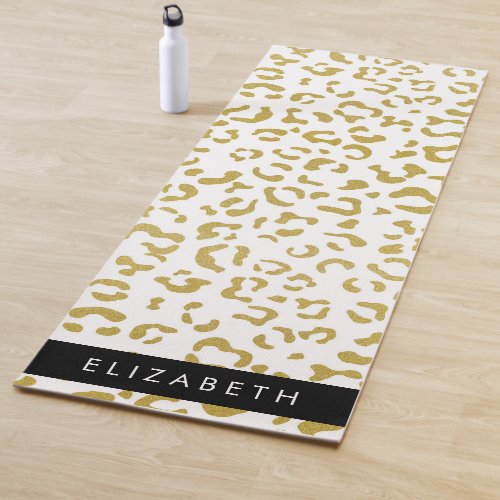 Leopard Print Gold Leopard Glitter Your Name Yoga Mat