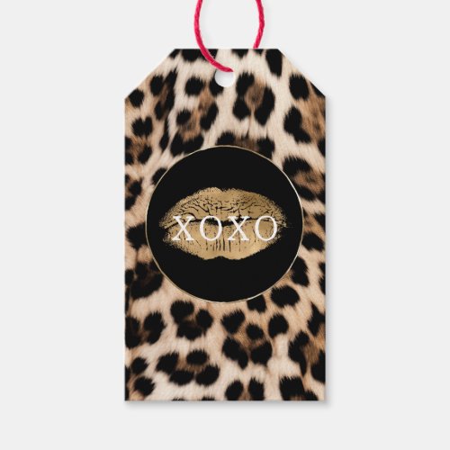 Leopard Print Gold Lips XOXO Gift Tags