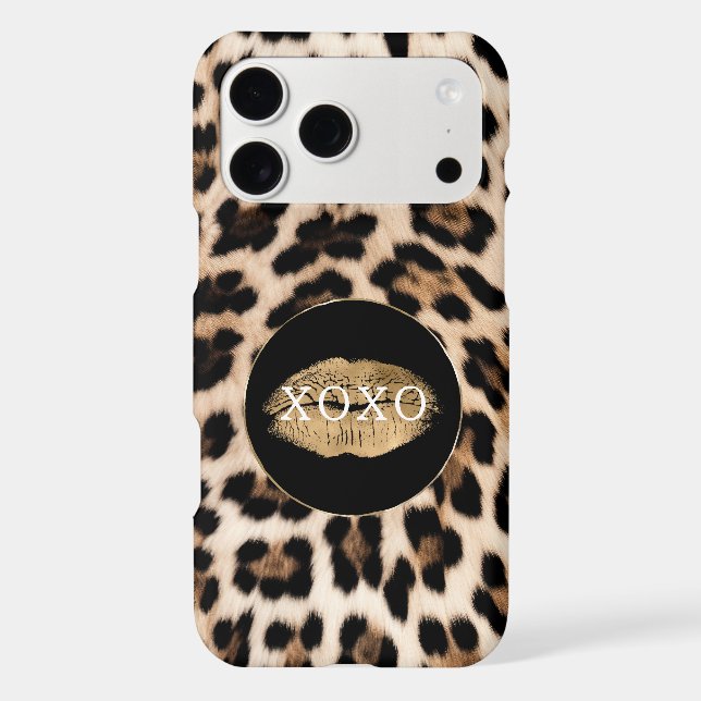 Leopard Print Gold Lips XOXO iPhone Case (Back)