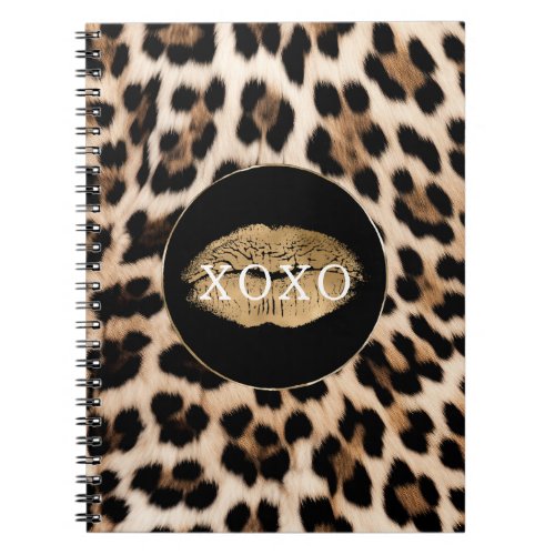 Leopard Print Gold Lips XOXO Notebook