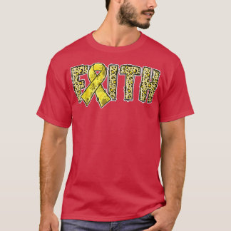 Leopard Print Gold Ribbon FAITH Childhood Cancer A T-Shirt
