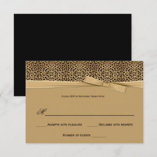 Leopard Print Gold Ribbon RSVP Invitation