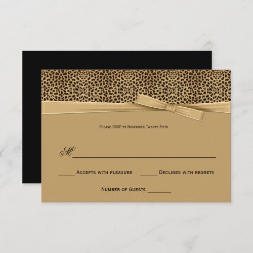 Leopard Print Gold Ribbon RSVP Invitation