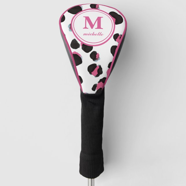 LEOPARD PRINT Golf | personalized NAME monogram  Golf Head Cover (Front)