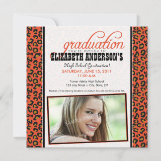 Leopard Print Graduation Announcement (orange)