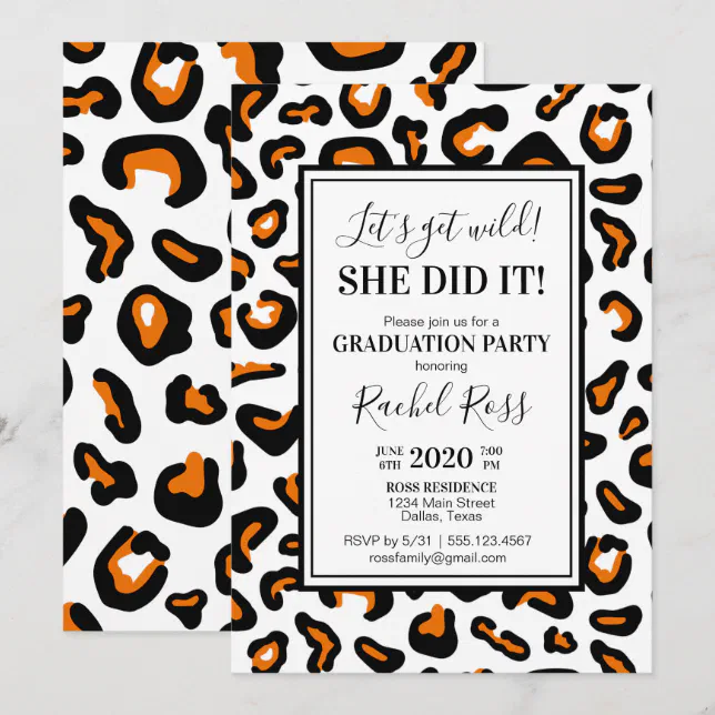 Leopard Graduation Invitations Leopard Print Graduation Party Invitation | Zazzle