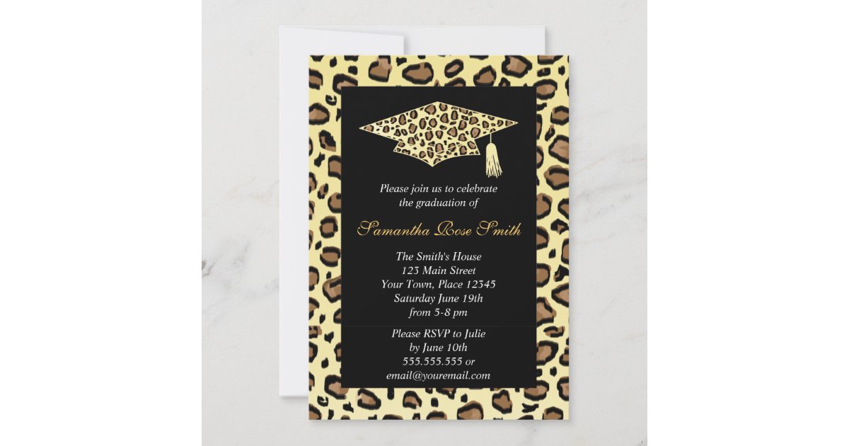 Leopard Graduation Invitations Leopard Print Graduation Party Invitation | Zazzle