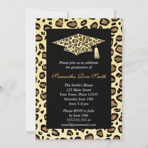 Leopard Print Graduation Party Personalized Invite